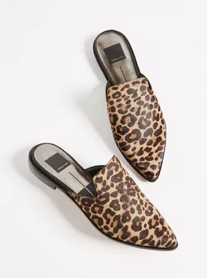 Dolce Vita calf hair leopard printed leather slides US 8.5 thumbnail 1