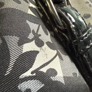 Floral Plaid Check Satchel Bag‎ Black White Patent Trim Purse Tote Crossbody thumbnail 5