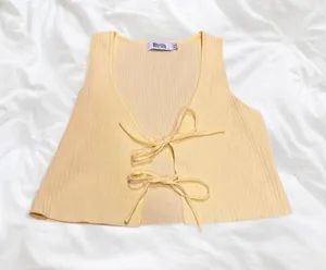 Beginning Boutique Yellow Tie Front Knit Top Size 4 thumbnail 1