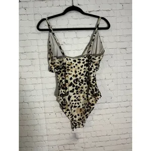 Aerie Leopard Print‎ Wrap One Piece Swimsuit V-Neck Cutout Side Tie Medium thumbnail 5