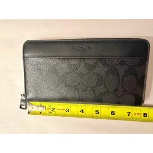 Coach ACCORDION WALLET (COACH F25517) BLACK Signature coated canvas logo thumbnail 8