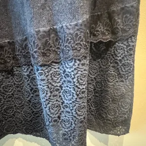 Gorgeous wool blend tiered maxi skirt with floral lace accents size medium thumbnail 3