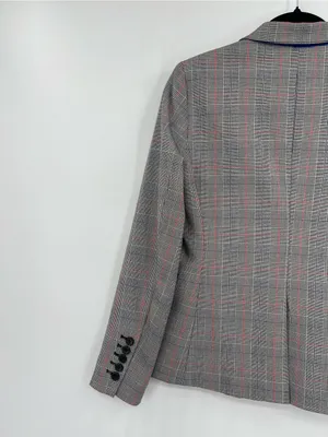 Banana Republic Glen Blazer Jacket Plaid Print Double-Breasted Stretch Size 2 thumbnail 12