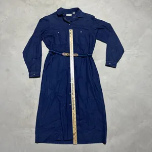 Vintage LL Bean Denim Jean Blue Shirt Dress Size 10 Women's Belted Button Down thumbnail 4