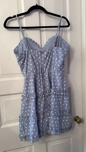 Francesca's Light Blue Polka Dot Dress thumbnail 1