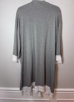 Angel Maternity Womens Sz XL/2XL Bamboo Robe Grey Crochet Trim Hospital Robe NWT thumbnail 13
