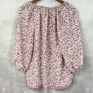 Max Studio Floral Peasant Blouse Womens Medium Flowy Boho Cottage Dainty‎ thumbnail 5