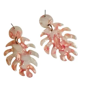 Acrylic leaf statement earrings thumbnail 5