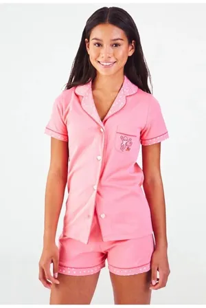 NWT Roller Rabbit Pink Watermelon Monkey Embroidered Polo Pajamas Size Small thumbnail 1