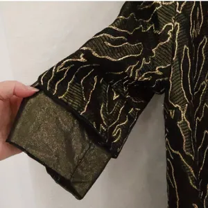 Vintage 90s Metallic Gold Jacquard Shift Dress Womens Size S Black Gold Evening thumbnail 3