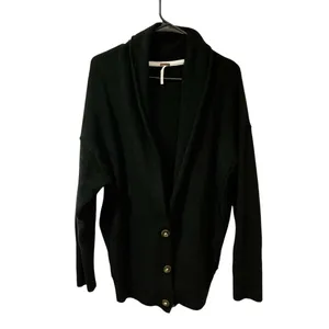 Free People Eucalyptus‎ Cardigan Black Vneck Button Sweater Size XS thumbnail 3