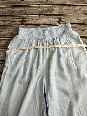 aerie Light Blue Wide-Leg Linen Blend Lounge Pants Coastal Vacation thumbnail 7