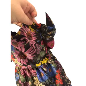Slate & Willow Floral Ruffle Mini Dress XS Black Open Back Cottagecore‎ NEW thumbnail 4