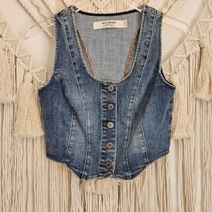 Idyllwind Miranda Lambert Denim Corset Vest Medium Wash Blue XS Button Front thumbnail 5