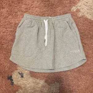 P’tula Womens XS Gray Pull On Mini Skirt Cozy Active Drawstring Pockets thumbnail 2