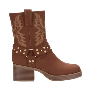 NEW Sun + Stone Womens Norahh Moto Midshaft Booties Russet Microsuede Brown 8M thumbnail 2