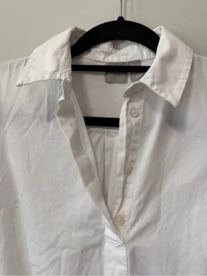 ASOS White Button Front Ruffle Hem Tunic Top Size US 4 thumbnail 5