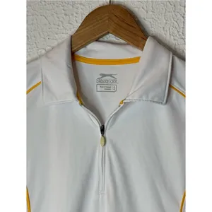 Slazenger White Short-Sleeve Polo with Yellow Piping thumbnail 4