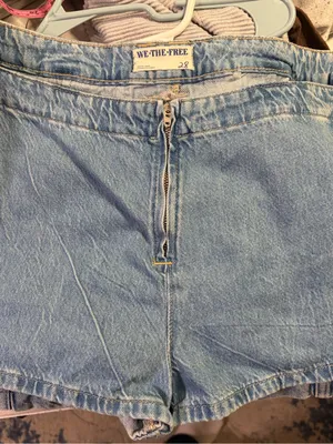 We the Free light Blue Denim Button-Front Mini Skirt skort size 28 thumbnail 4