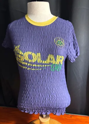 Urban Outfitters Purple‎ Popcorn Shirt Solar Graphic Y2K Smocked Top Medium thumbnail 1