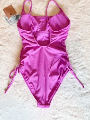 NWT Shade & Shore Purple Medium Coverage One Piece Swimsuit - Size: Small thumbnail 7