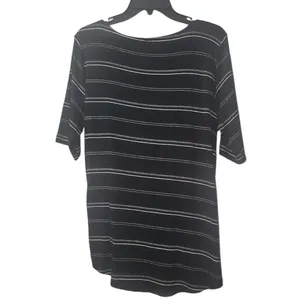 Maurices 24/7 Top Blouse Striped Faux‎ Wrap Elbow Sleeve Black White L thumbnail 2