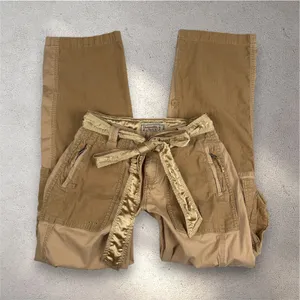 VTG Abercrombie & Fitch Paratrooper Cargo Pants Women's 0 Tan Low Rise Satin Y2K thumbnail 1