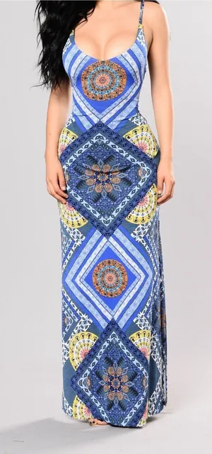 Grevercute from The Buckle blue Bodycon printed maxi in blue size medium thumbnail 1