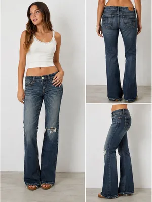 American Eagle Y2K Original Boot Jean Womens Low Rise Bootcut Distressed Stretch thumbnail 2
