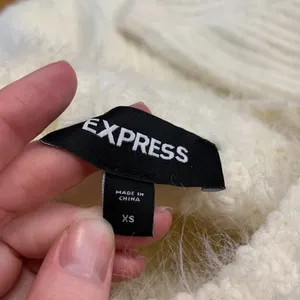 Express Fuzzy Knit Mock Neck Cropped Sweater Womens XS IvoryPullover Cozy Winter thumbnail 5