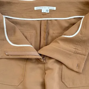 Veronica Beard Cropped Snap Ankle Pants Tan Size 8 thumbnail 3