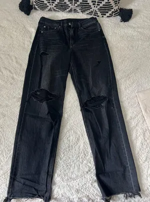 American eagle super high rise baggy straight jeans. thumbnail 2