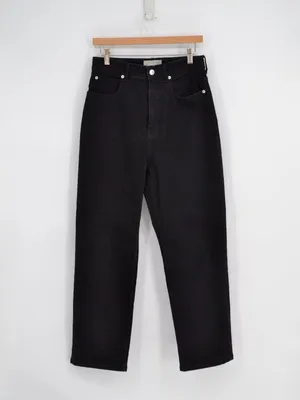 Everlane The Way High Rise Jeans Womens 29 Black Organic Cotton Relaxed Straight thumbnail 2