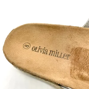Olivia Miller Womens 8 Slide Sandal Silver Metallic Espadrille‎ Platform Summer thumbnail 9