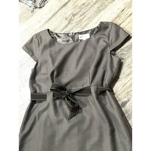 Studio I Gray Plaid Cap‎ Sleeve Sheath Dress with Bow Belt Accent Size 8 thumbnail 7