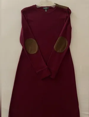 Ralph Lauren Burgundy Sweater Dress Size M thumbnail 1
