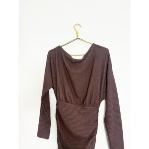 Showpo Alyce Mini Dress Size 4 Brown Ruched Off Shoulder Textured Knit thumbnail 13