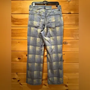 Judy Blue Blue and Tan Plaid HighWaist Vintage Look Jeans size 14W thumbnail 4