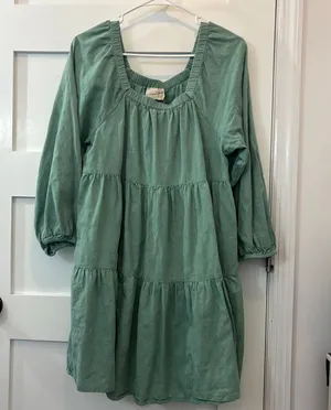 Universal Thread Blue Green Turquoise Long Sleeve Dress Square Neck thumbnail 1