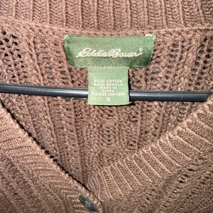 Eddie Bauer Chocolate Brown Cable-Knit V-Neck Sweater thumbnail 2