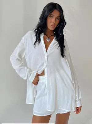 Princess Polly White Button-Down and Short Chloe Set thumbnail 1