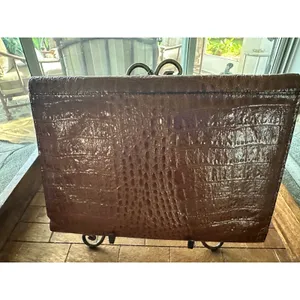 Vintage Vivace Brown Croc Embossed Leather Envelope Clutch Purse‎ Korea 11" EUC thumbnail 3