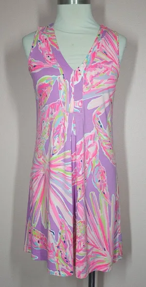 Lilly Pulitzer Amina Dress Sleeveless Designer Bright Floral Sz XS Pima Cotton thumbnail 1