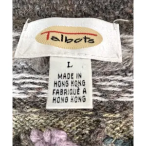 Vintage 90s Fair Isle Irish Wool Sz L Cobain Cardigan Grunge Talbots thumbnail 4