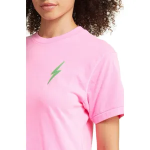 Aviator nation Neon Pink Bolt Cropped Boyfriend Tee women's small thumbnail 2