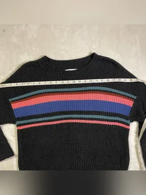 American Eagle Cropped Black Knitted Sweater Colored Stripes size S thumbnail 8