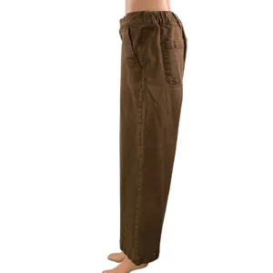 Oak + Fort Women's Brown High Waisted Wide Leg Baggy Cropped Denim Jeans Size L thumbnail 2