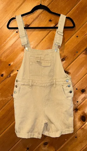 DAZY khaki denim overall shorts Tan Size M thumbnail 1