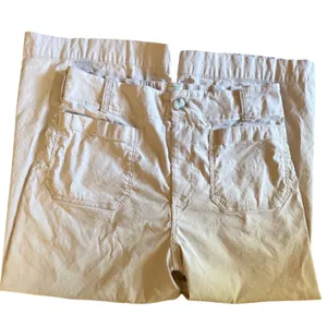 MAEVE ANTHROPOLOGIE The Colette Linen Blend cropped wide leg pants Tan Sz 33 P thumbnail 1