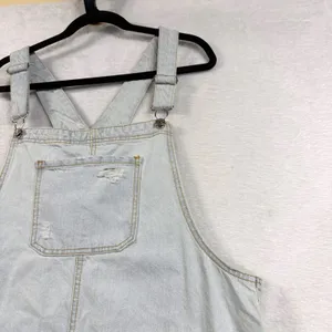 NEW Wild Fable XXL Light Blue Denim Overall Dress Distressed Mini Pinafore Skirt thumbnail 2